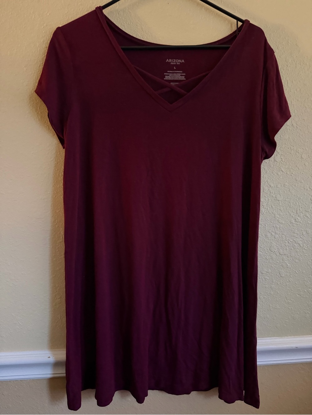 Arizona Jean Company Burgundy V-Neck Short Sleeve Tunic